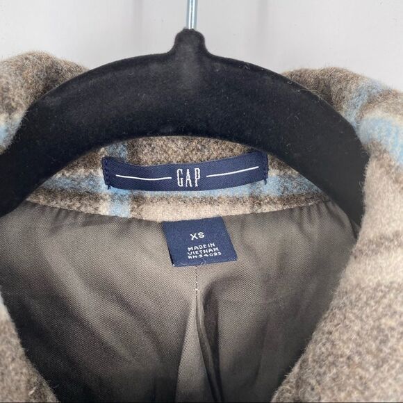 Vintage GAP Plaid Wool Blend Toggle Coat Jacket preppy  XS Sherlock Holmes - Picture 3 of 7